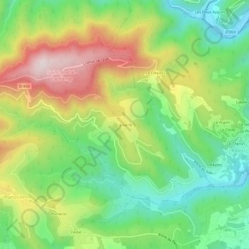 Le Serreの地形図、標高、地勢
