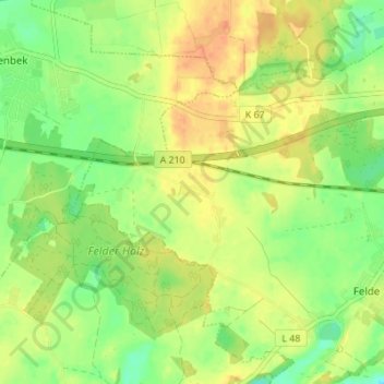 Ranzelの地形図、標高、地勢