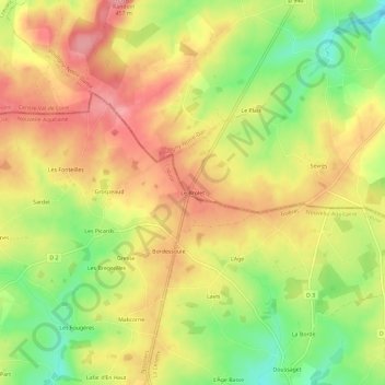 Le Broletの地形図、標高、地勢
