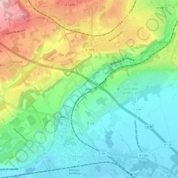 Le Saixの地形図、標高、地勢