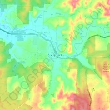 Donnybrookの地形図、標高、地勢