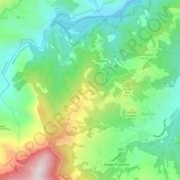 Cereggioの地形図、標高、地勢