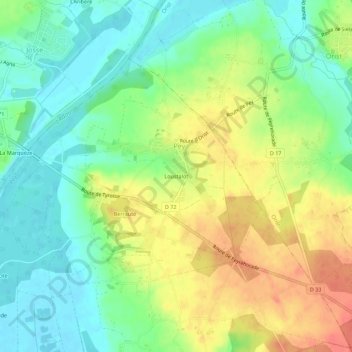 Loustalotの地形図、標高、地勢