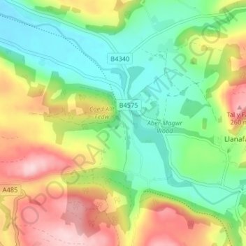 Crosswoodの地形図、標高、地勢