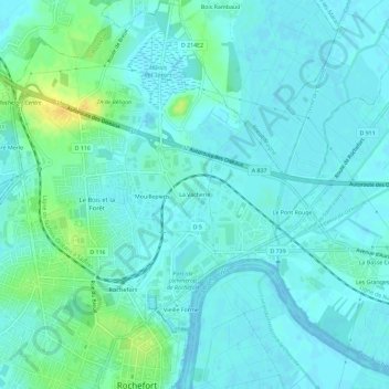 La Vacherieの地形図、標高、地勢