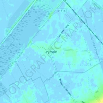 Pymoorの地形図、標高、地勢