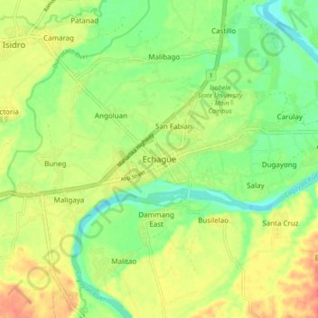 Echagueの地形図、標高、地勢