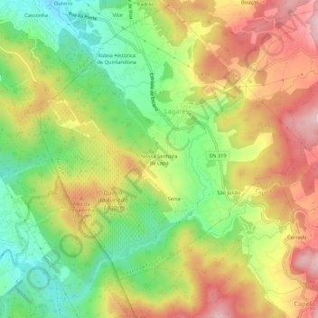 Nossa Senhora da Lapaの地形図、標高、地勢