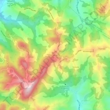 Cà del Ventoの地形図、標高、地勢