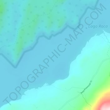 Lago Rocaの地形図、標高、地勢