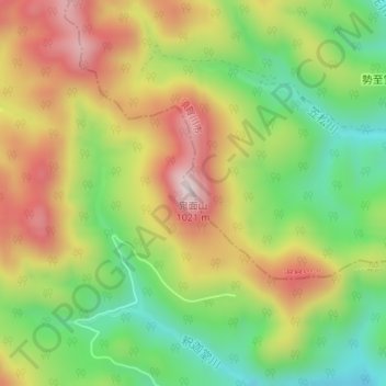 鬼面山の地形図、標高、地勢
