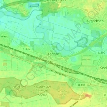 Lohndeの地形図、標高、地勢