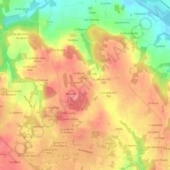 Lyonnaisの地形図、標高、地勢