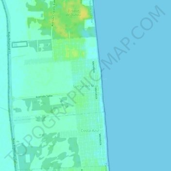 Lucila del Marの地形図、標高、地勢