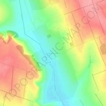 Novoukrainkaの地形図、標高、地勢