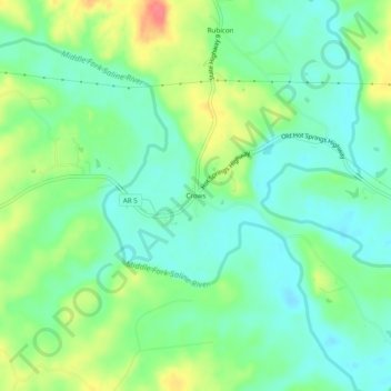 Crowsの地形図、標高、地勢
