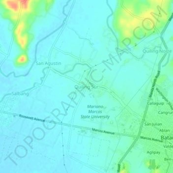 Quiling Surの地形図、標高、地勢