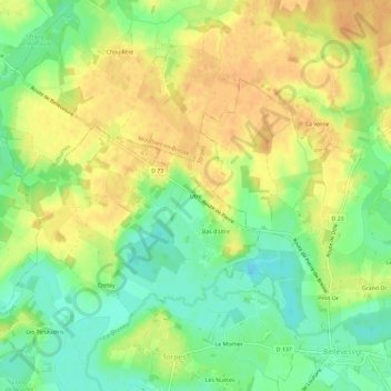 Utreの地形図、標高、地勢