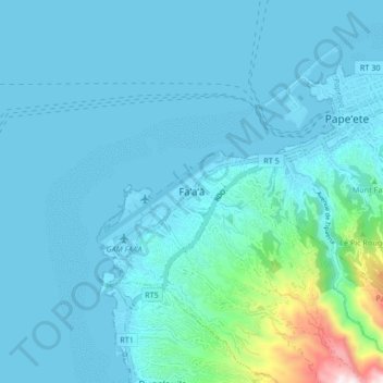 Faa'aの地形図、標高、地勢