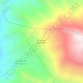 San Antonio Ozolotepecの地形図、標高、地勢