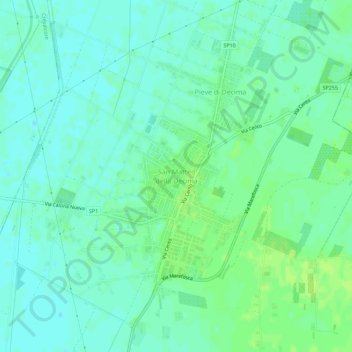 San Matteo della Decimaの地形図、標高、地勢