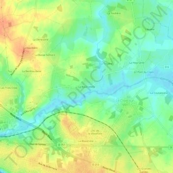 La Bourrelièreの地形図、標高、地勢