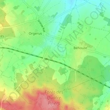 Le Moutierの地形図、標高、地勢
