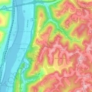 Mozartの地形図、標高、地勢
