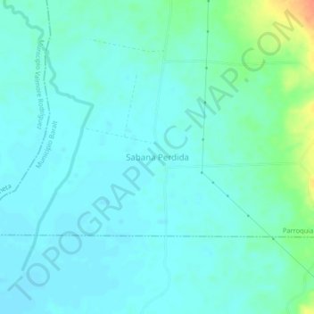 Sabana Perdidaの地形図、標高、地勢