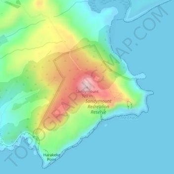 Sandymountの地形図、標高、地勢