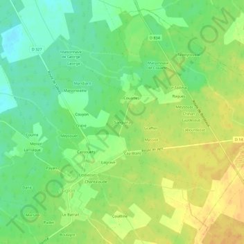 Sanguinaの地形図、標高、地勢