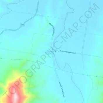 Tenthillの地形図、標高、地勢