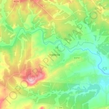 Valdeziaの地形図、標高、地勢