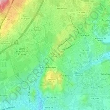 Manique de Cimaの地形図、標高、地勢
