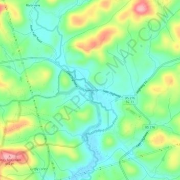 Clevelandの地形図、標高、地勢