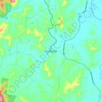 Kandangaの地形図、標高、地勢
