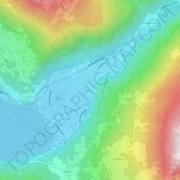 Döbriachの地形図、標高、地勢
