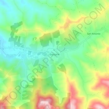 Danzarinの地形図、標高、地勢