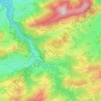 Steigの地形図、標高、地勢