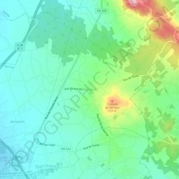 Terrosoの地形図、標高、地勢