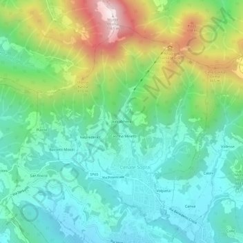 Valcalcheraの地形図、標高、地勢