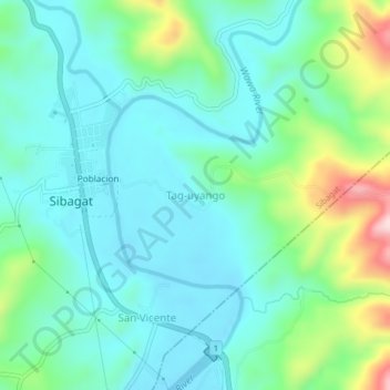 Tag-uyangoの地形図、標高、地勢