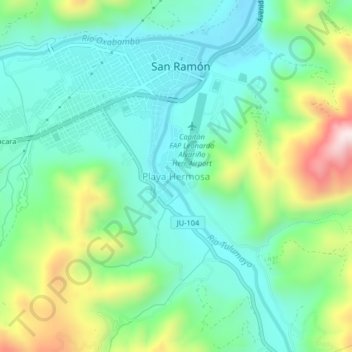 Playa Hermosaの地形図、標高、地勢