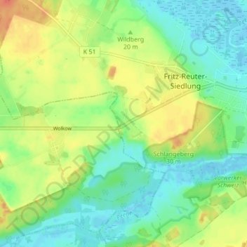 Devenの地形図、標高、地勢