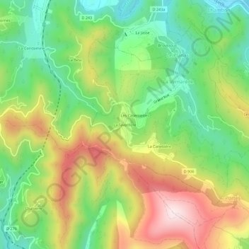 La Tavernoleの地形図、標高、地勢