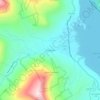 West Shokanの地形図、標高、地勢