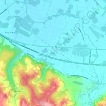 Bellocの地形図、標高、地勢