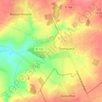 Le Plouyの地形図、標高、地勢