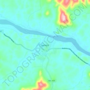 Jacintoの地形図、標高、地勢