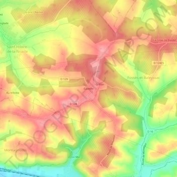 Gazeilleの地形図、標高、地勢